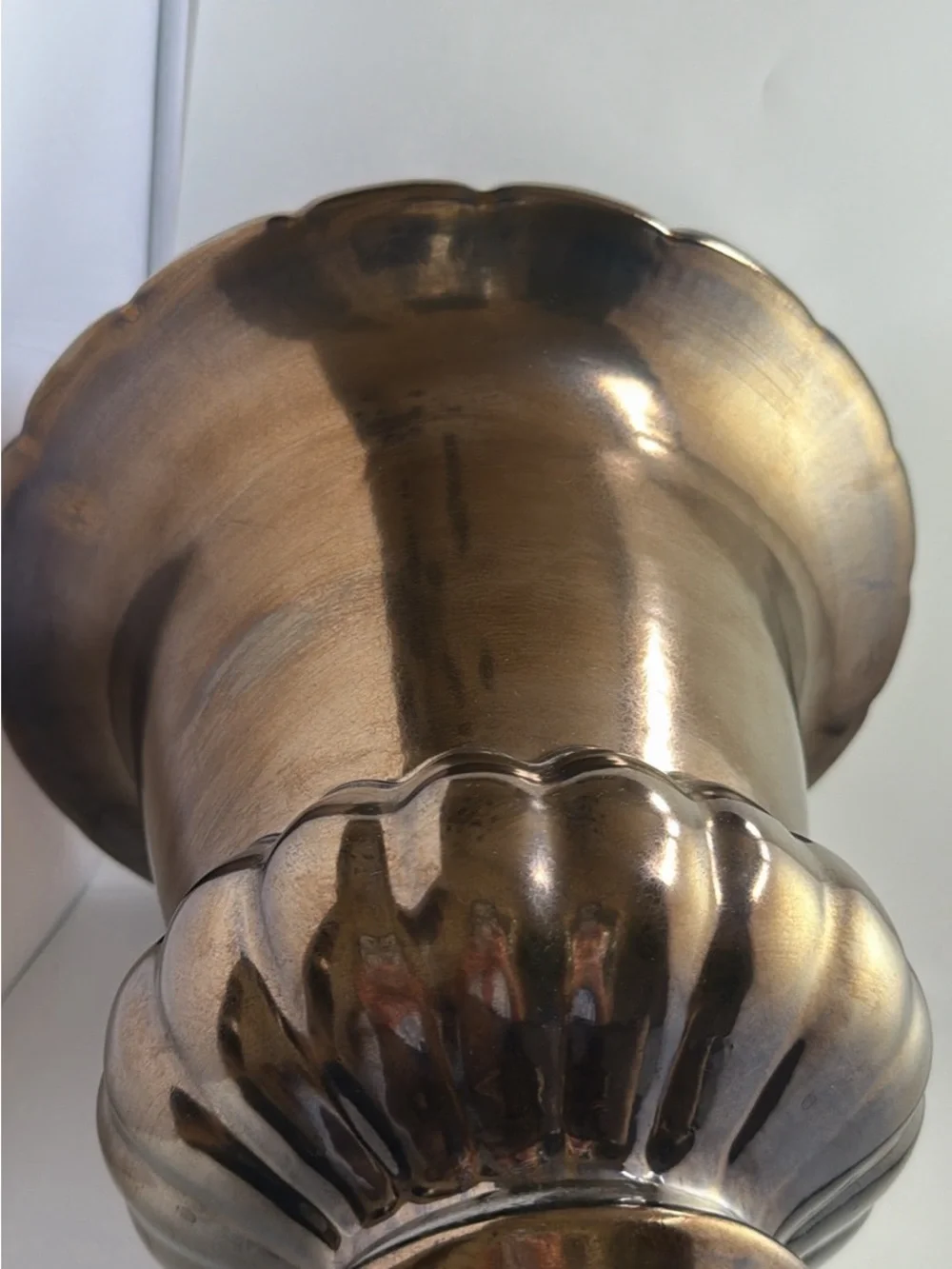 Bronze Crackle Glaze Vase, Planter Haeger Floral Line 16”